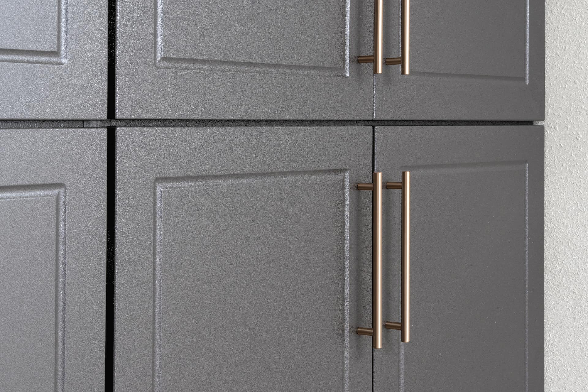 Built-to-order garage storage systems with custom-fit layout and fully powder coated cabinets