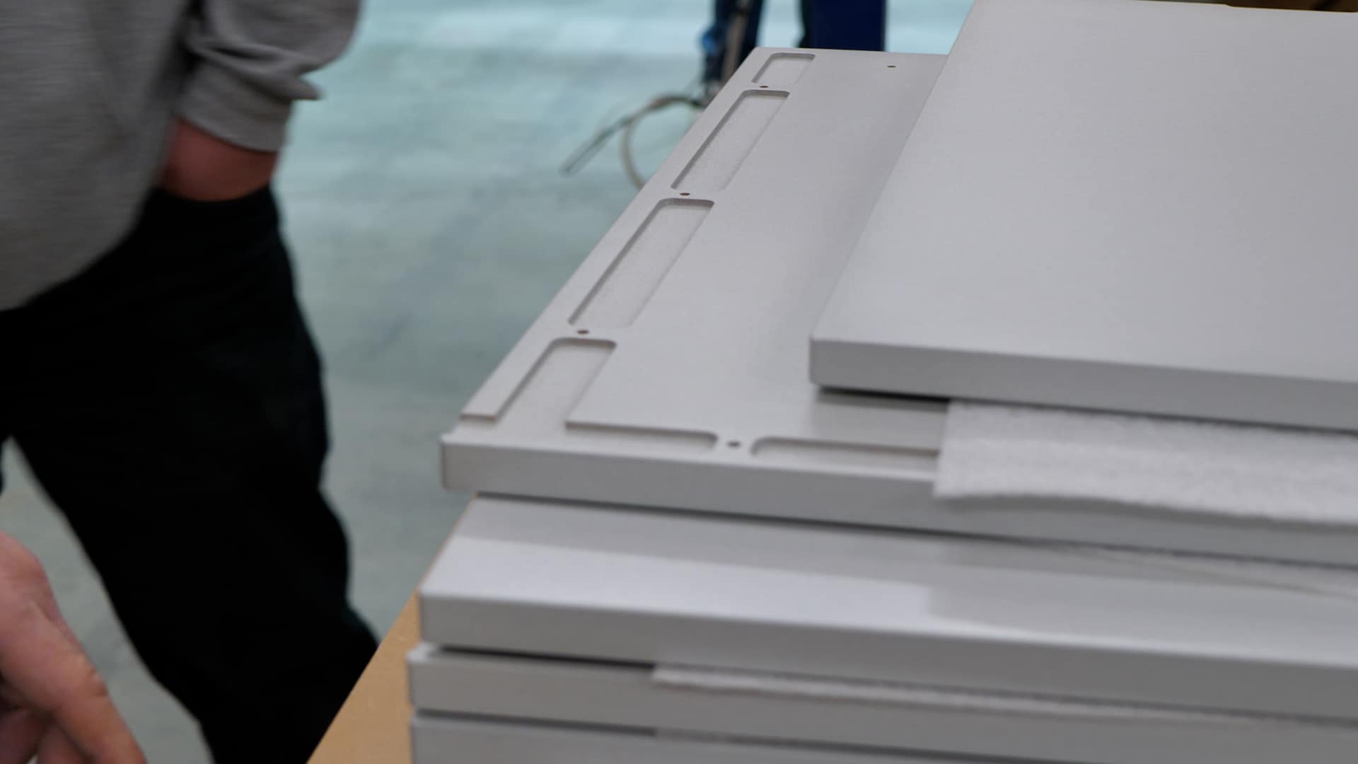 Cabinet Manufacturing Process image 1 showing custom powder coated garage cabinets and storage details